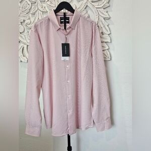 NWT Perry Ellis Light Pink Dress Shirt With Geometric Design Men's Sz XLT